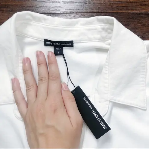 James Perse • Fresca Knit Pocket Shirt Dress cream white shift a-line popover