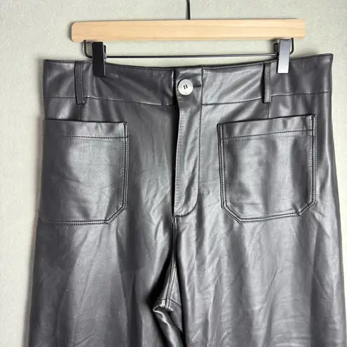 Maeve Anthropologie The Colette Cropped Wide Leg Faux Leather Pant In Black 32P