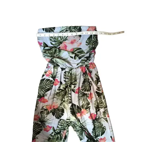 J for Justify floral hibiscus tropical halter wide leg jumper