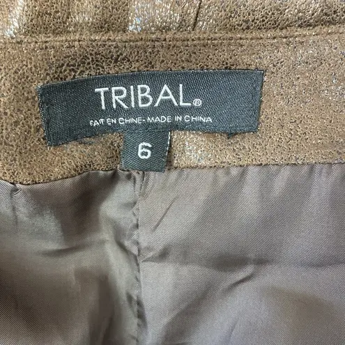 Tribal Brown Faux Leather Look Maxi Long Skirt 6