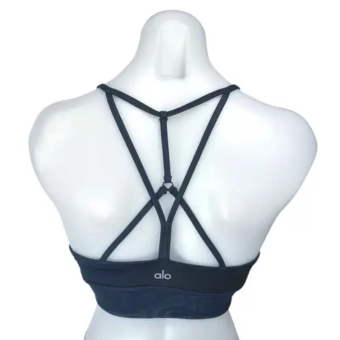 Alo Yoga Lush Blue Sleeveless Strappy Cami Camisole Sports Bra Crop Tank Top L Size L