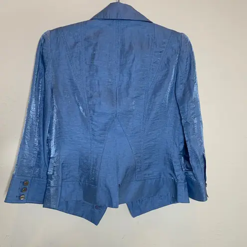 Per Se Vintage Linen Blend Metallic Blue Blazer Sz 6