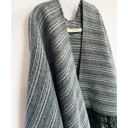 Loft Women's Dark Blue Gray Striped Cape Poncho One size Size undefined