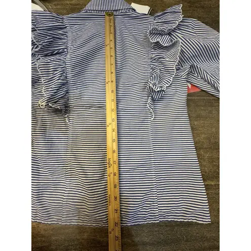 Hunter Bell Taylor Top Size M Striped Ruffled Peasant Cottage Preppy Classic