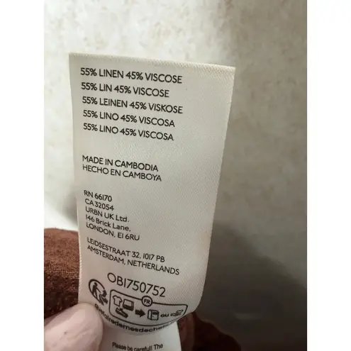 Pilcro Relaxed Brown Linen Blend Pants Slouchy Drawstring Casual Fall Fashion