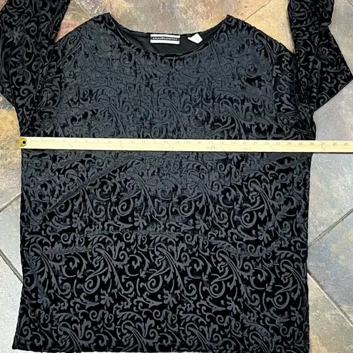 Amanda Smith Black Textured Paisley Velvet 2X Blouse