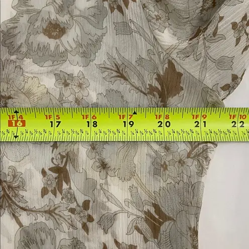 Liz Claiborne Collection Beige Floral Silk Blouse Shirt Set Womens Size Large Tan