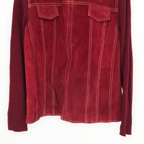 Coldwater Creek Rust Western Suede Knit Sweater Jacket Long Sleeve NWT size 16