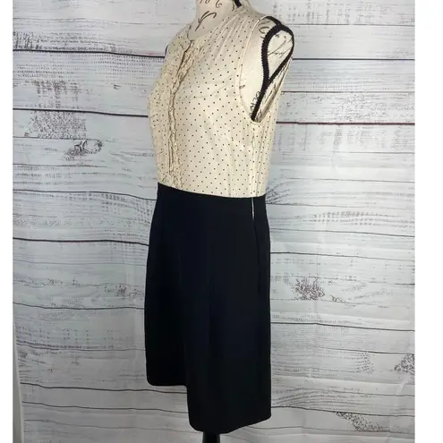 J.Crew  Dress Womens 4 Polka Dot Pencil Skirt Sleeveless Ruffle Button Top Silk