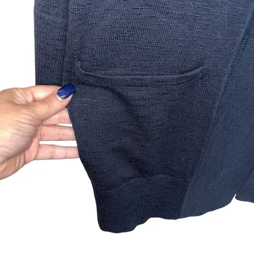 J Jill Textured Sweater Jacket Size XLP Cardigan Navy Pockets Stretch Knit NWT Blue