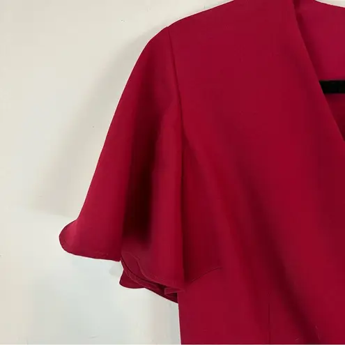 Alex Marie | Red Flutter Sleeve Tie Waist Formal Jumpsuit Size 6