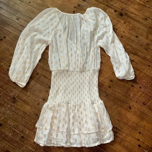 Suboo Australian Shirred Mae tiered metallic mini dress White Size M