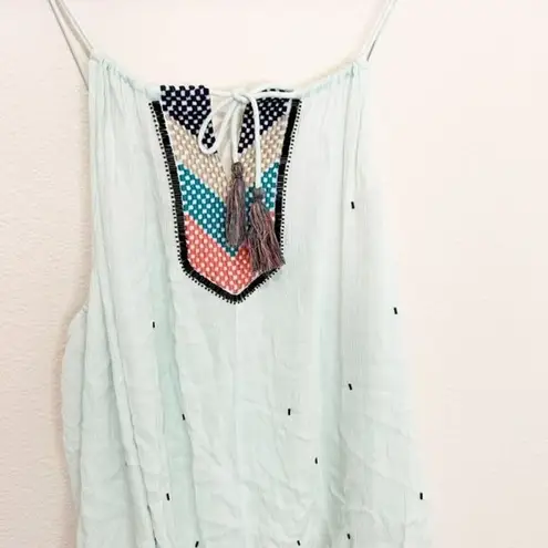Lovestitch Beaded Gauze Halter Tunic Top Embellished Sleeveless Boho Size Medium