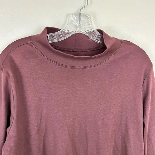 L.L.Bean  Womens Long Sleeve Top Size XL 100% Supima Cotton Brown Mock Neck