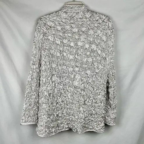 MSK Polka Dot Sequin Textured Long Sleeve Zip Jacket 2X White