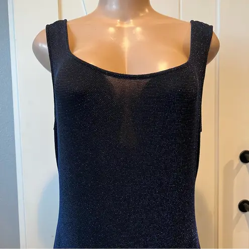 Alex Evenings  Sparkly Maxi Dress navy blue Plus Size 18 sleeveless semi sheer - Image 2