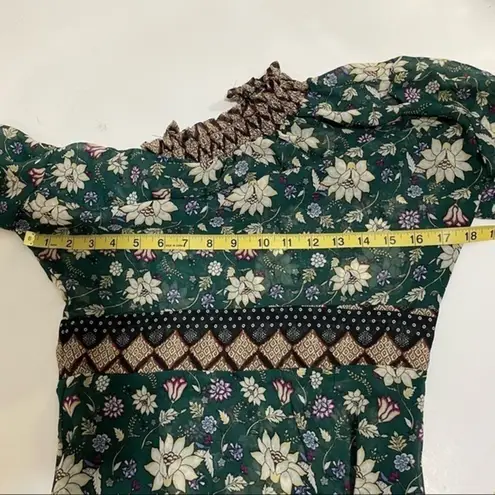 Signature Studio NWT Dark Green Floral Maxi Dress Long Sleeves High Neck Sheer Slip New