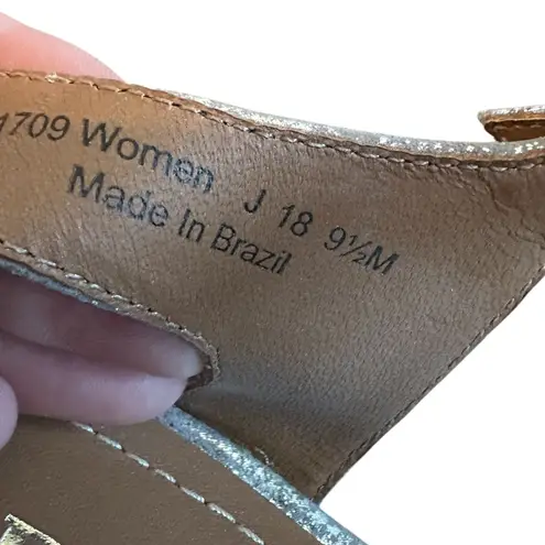 Trask Silver Metallic Sandals Heels Bead Detail Ankle Strap Size 9.5 NWOB NEW