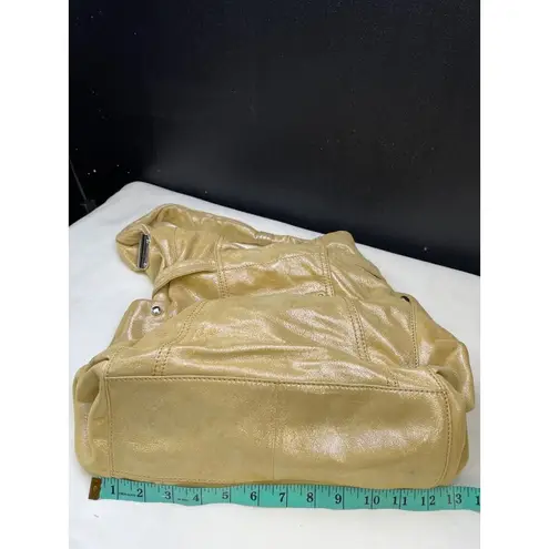 B Makowsky Women's Gold Shimmer Leather Shoulder Bag SKU 5477