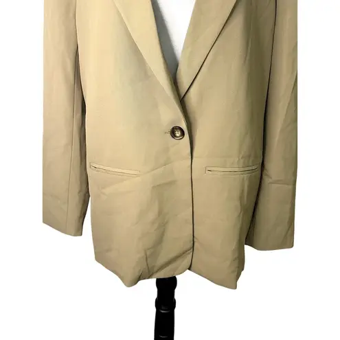 WAYF Blazer Single Button Notched Lapel Collar Relaxed Fit Long Sleeves Tan NWT