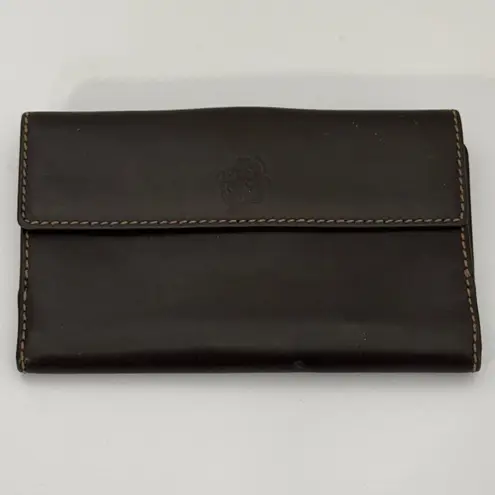 Rare Lauren Ralph Lauren Equestrian Brown Logo Leather Bifold Wallet
