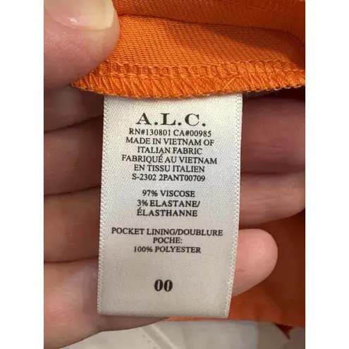 ALC Frank A.L.C. Kennedy Trouser Pants Clementine Orange Straight Leg Slacks NEW Size 00