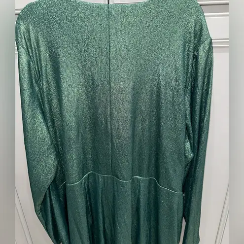 Lane Bryant NWT  Twist Waist Metallic Green Sheath Midi dress size 30/32