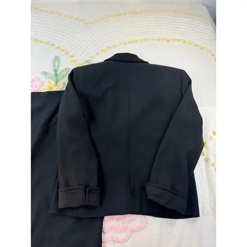 Kasper For ASL Black Double Breasted Blazer Skirt Suit Set Size 10