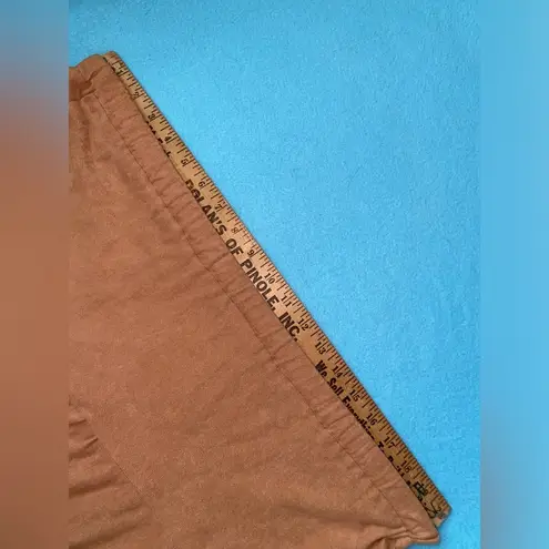 HANDMADE Tiered faux suede maxi skirt elastic stretchy waistband size M to L Tan Size M