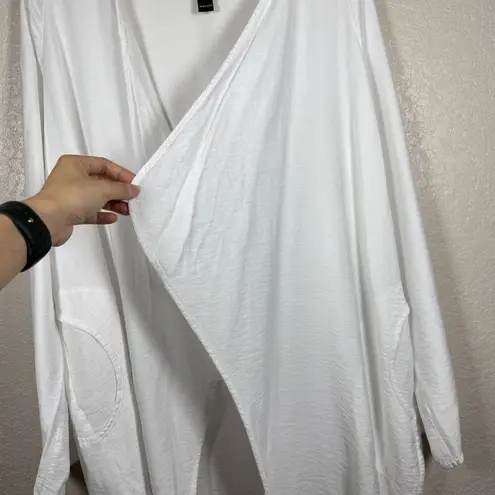 Clara Sun Woo Cardigan Women's XL White Open Front Draped Sweater Made in USA