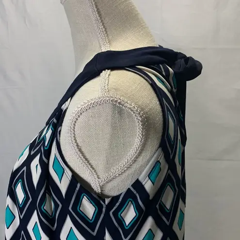 Enfocus Studio En Focus Geometric Design Navy Blue Shift Dress Size 12 Petite