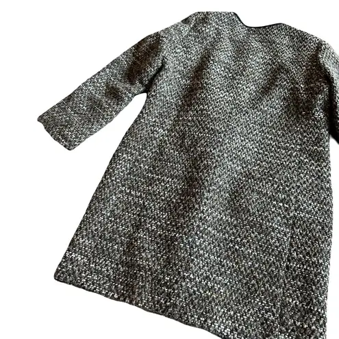 Gerard Darel Long-Length Tweed Coat Jacket Black Suede Trim Size 40 8 Women's