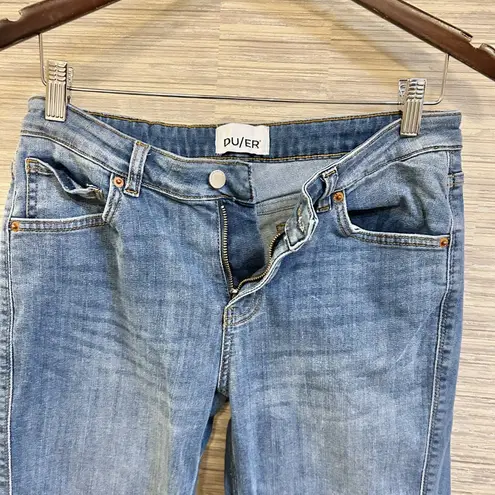 DU/ER Women's Performance Denim Girlfriend Jeans in Vintage Light Stone 28x28 Blue Size 28