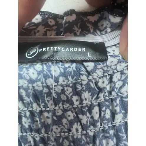 Pretty Garden Daisy Off the Shoulder Dress Sz L NWT Blue Size L