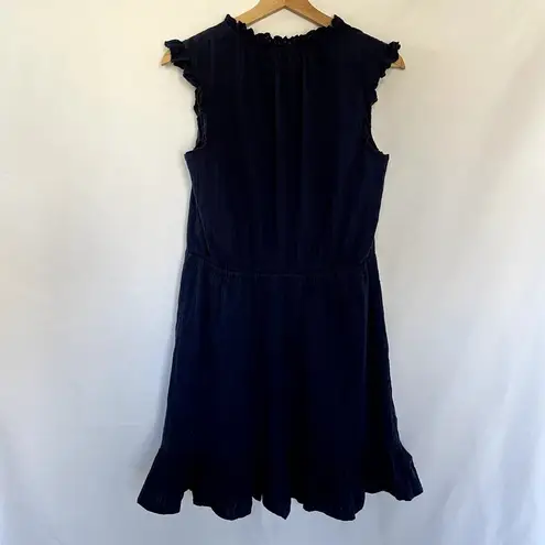 Draper James navy blue flutter sleeve v-neck sundress drawstring waist cotton M - Image 8