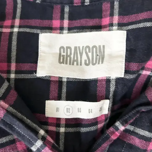 Grayson by Frank & Eileen The Hero Button Down Shirt Navy Pink Plaid Sz 2