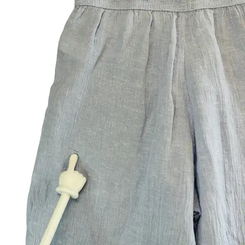 Sigrid Olsen Womens L Linen Wide Leg Cropped Pants Blue Beachy Coastal Resort