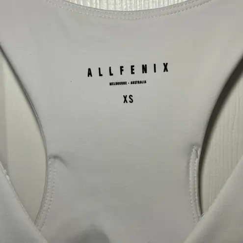 ALL FENIX White Racerback Sports Bra Deep Navy Band XS Athletic Fitness