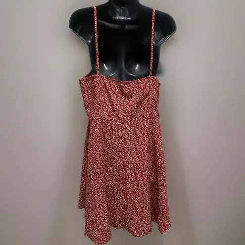 Source Unknown Sun Dress Rust/White Floral Print Straps Size Large Zip No Tag Knee Length - Image 4