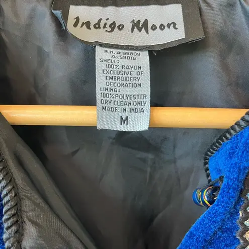 Vintage whimsical patchwork like royal blue cardigan Size M