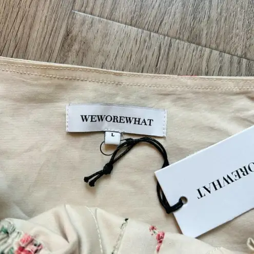 We Wore What Floral Ruched Long Sleeve Crop Top Square Neck Size L NWT