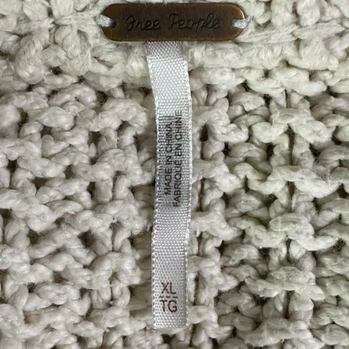 Free People  Neutral Cable Knit Chunky Cutting Edge Cable Pullover Sweater XL