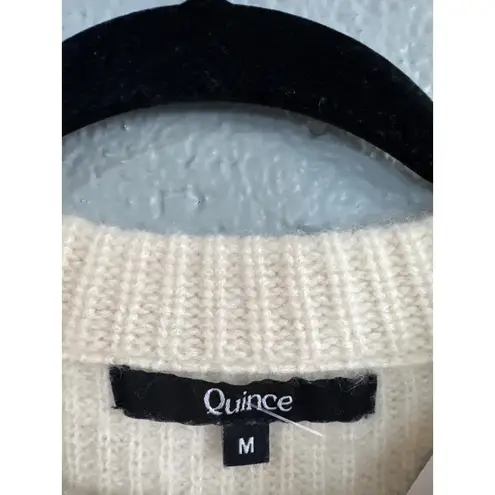 Quince Mongolian 100% Cashmere Ivory Fisherman Crewneck Sweater size M