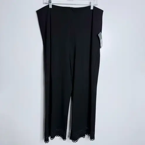 Lysse NWT Plus Raya Womens Lace Trim High Rise Cropped Pants In Black Size 2X