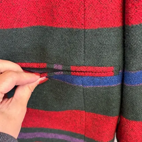 Vintage Casual Corner Women's Retro Holiday Striped Blazer Wool Blend Winter 10 Red