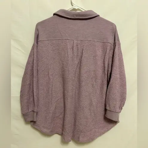 Soft Surroundings Soft Surroundings Terry Knit Button Front Shirt Jacket Shacket Lavender Size PM