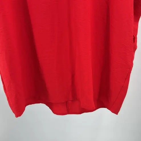 JODIFL Red Mini Dress v-neck pockets cap sleeve oversized casual L lightweight