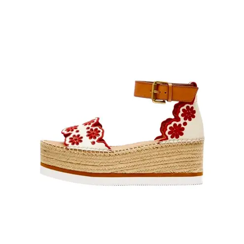 See By Chloe See by Chloé Glyn Embroidered Boho Wedge Espadrille Sandals Size 7 NWT