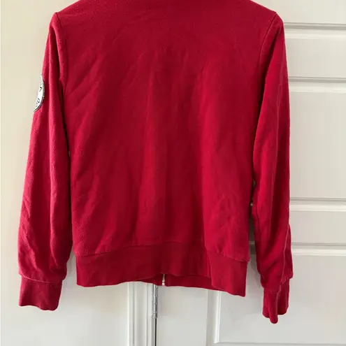 Cali1850 California Sweatshirt Patchwork Sherpa Zipper Retro Nostalgia Playful Red Size M - Image 7