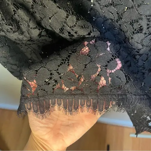 Anthropologie Weston Wear Black Sheer Lace Top 3/4 Sleeve Small Whimsigoth